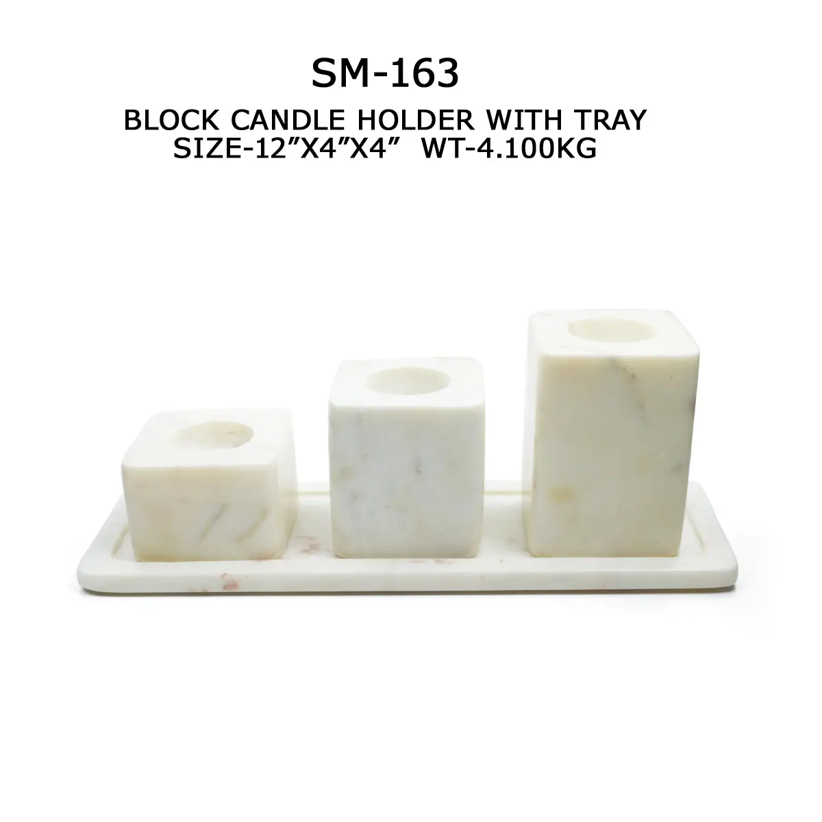 BLOCKS CANDLE HOLDER WITH TRAY SET OF 4 PCS